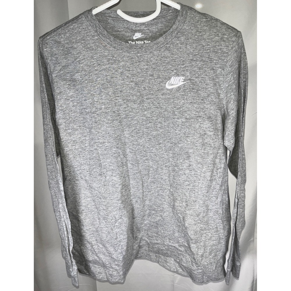 Nike The Nike Tee Long Sleeve Shirt Gray Heather Embroidered Logo XL Mens